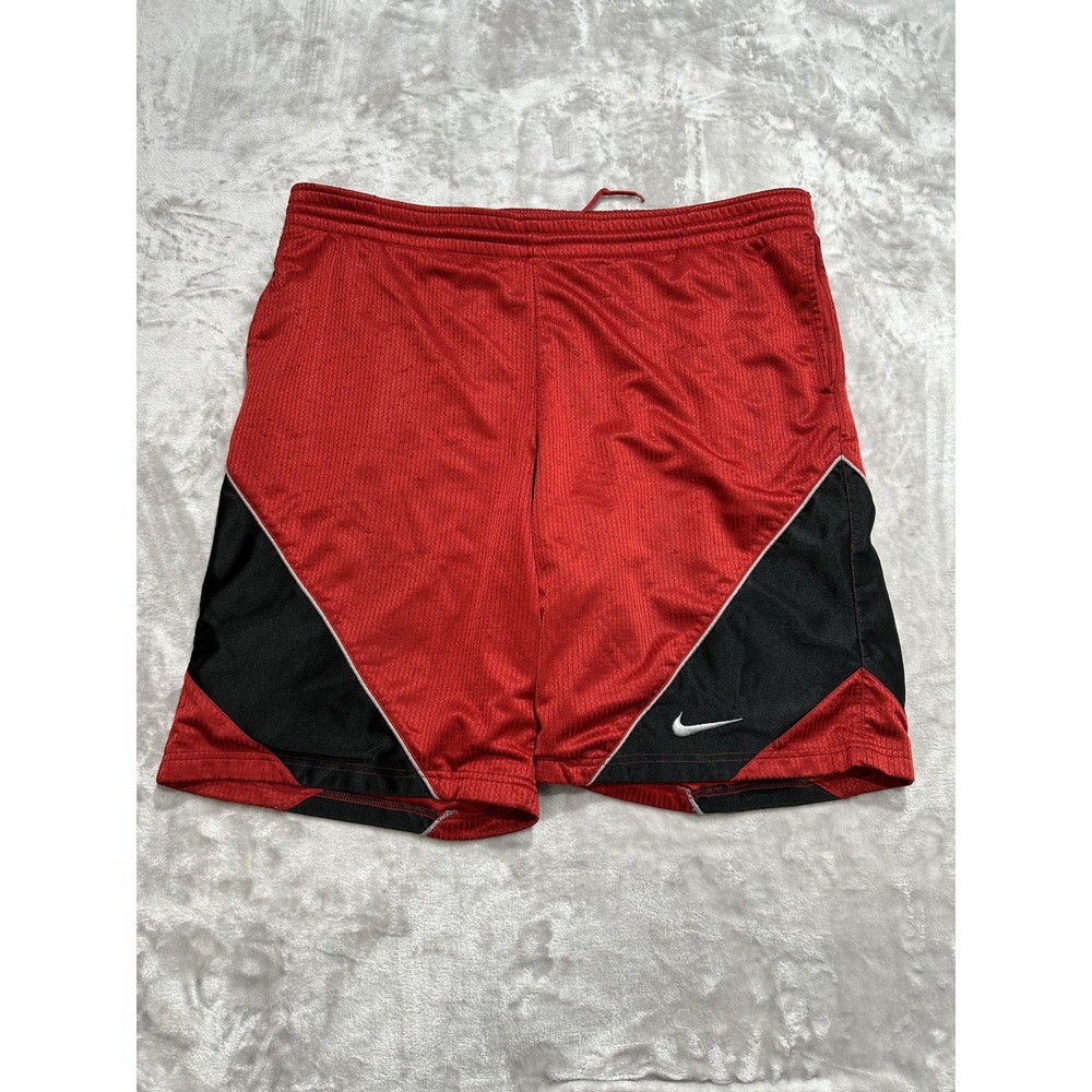 Nike Air Force Basketball Shorts Men's Size Large Red Black Oversized w/ Pockets